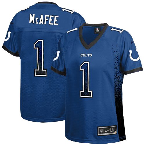 Women's Elite Pat McAfee Nike Jersey Royal Blue - #1 Drift Fashion NFL Indianapolis Colts